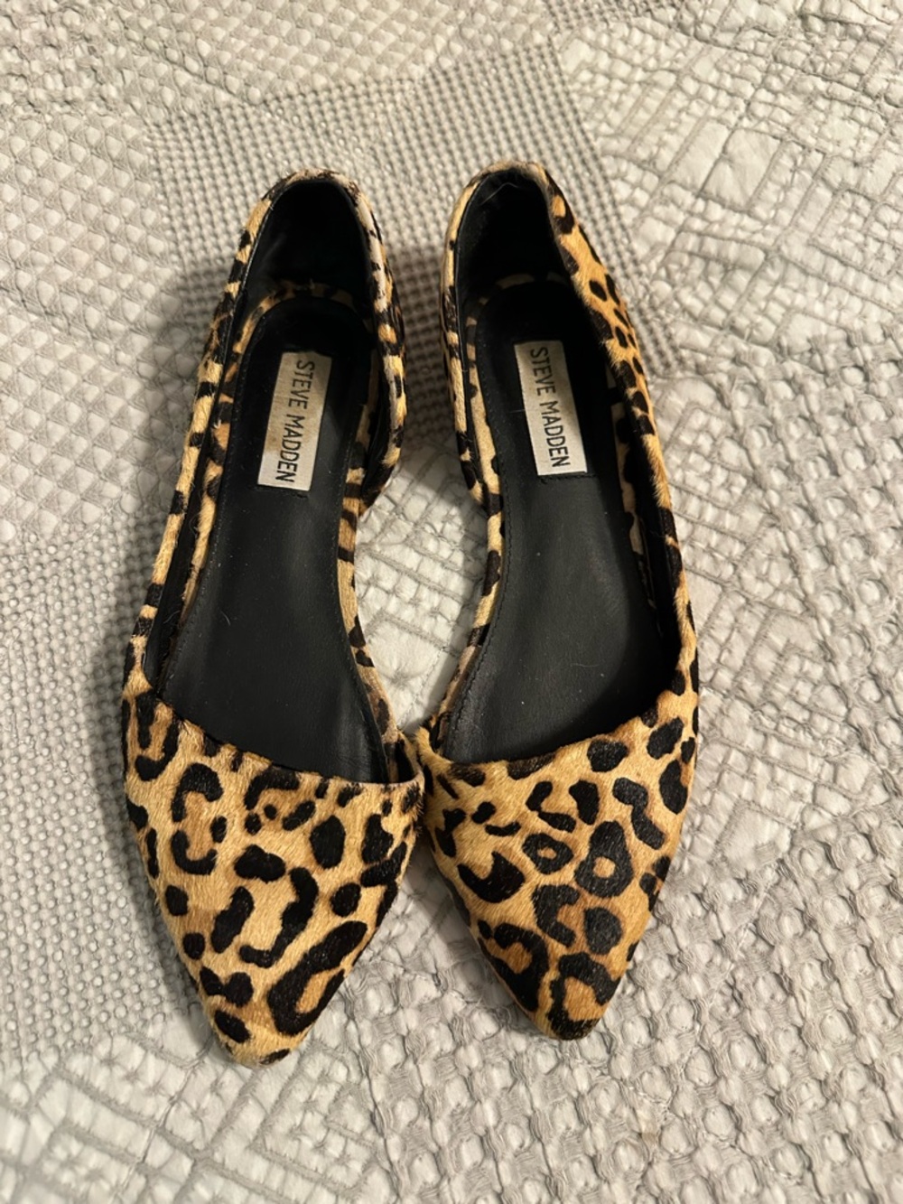 Steve Madden Women's Leopard Print Pointed-Toe Flats - Tan/Black